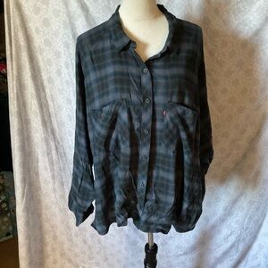 Levi's Blue and Black Plaid Shirt